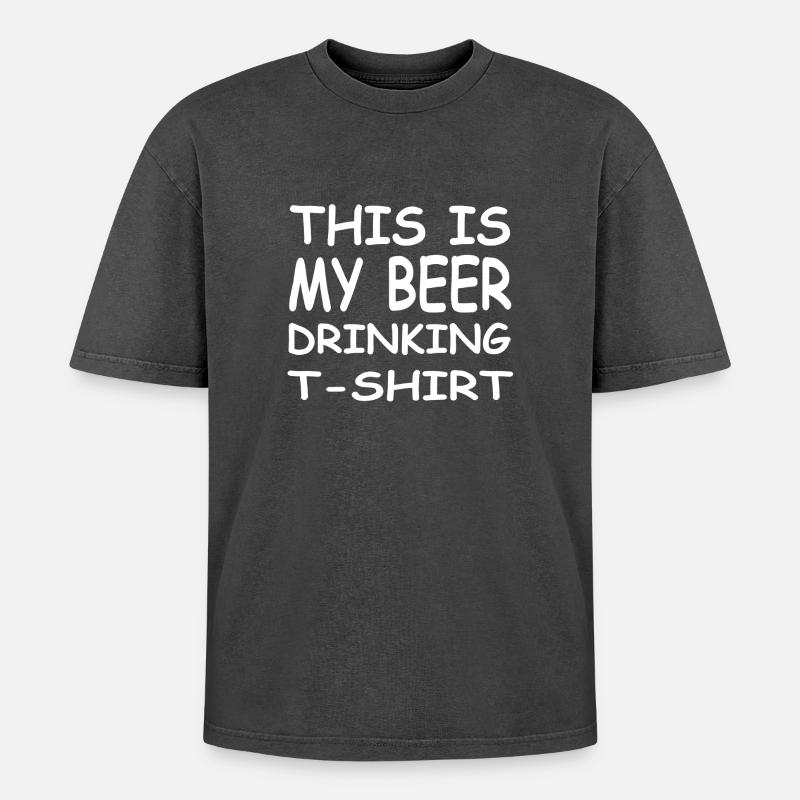 Bier - Oversized Unisex Premium Acid-Washed T-Shirt - Schwarz Acid Wash