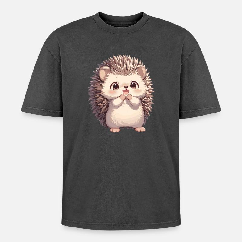 Igel - Oversized Unisex Premium Acid-Washed T-Shirt - Schwarz Acid Wash