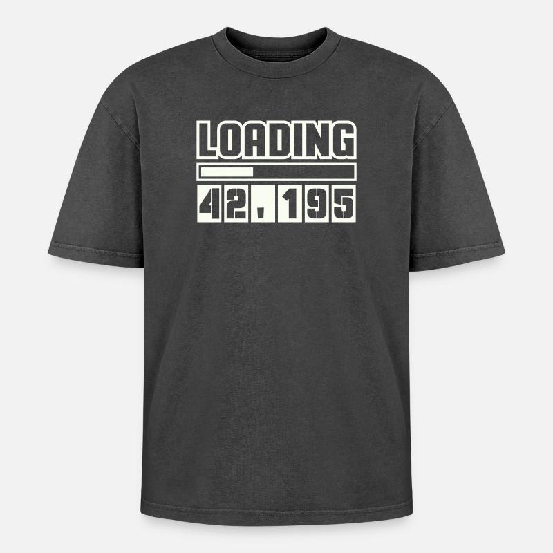 Loading 42,195 Marathon - Oversized Unisex Premium Acid-Washed T-Shirt - Schwarz Acid Wash