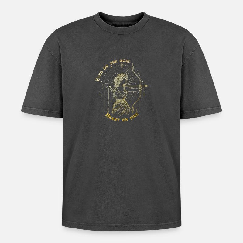 Schütze Sternzeichen Bogenschütze Sternzeichen Geschenk - Oversized Unisex Premium Acid-Washed T-Shirt - Schwarz Acid Wash