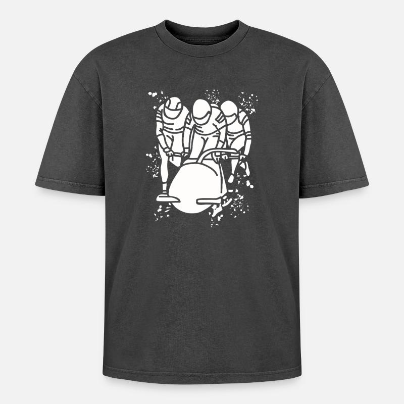 Bobsleigh Bobsleigh Bobsleigh à quatre - T-shirt Premium unisexe oversize acid-washed - noir délavé acide