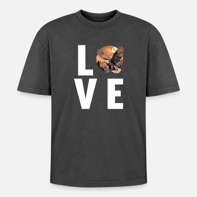 Eagle - Oversized Unisex Premium Acid-Washed T-Shirt - acid washed black