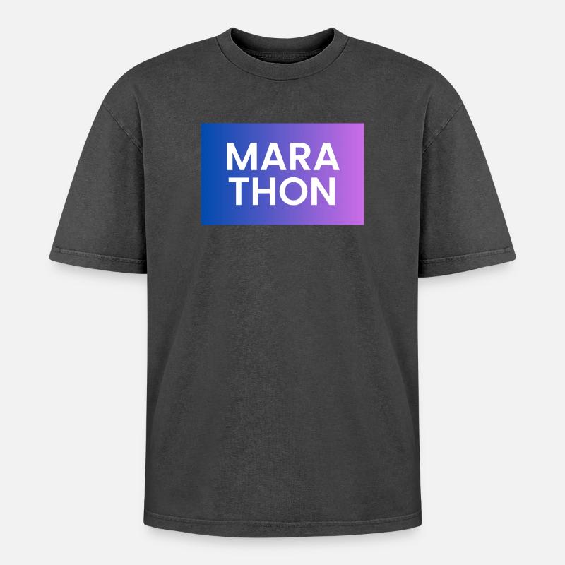 Marathon Gradient Shirt Design - Oversized Unisex Premium Acid-Washed T-Shirt - Schwarz Acid Wash