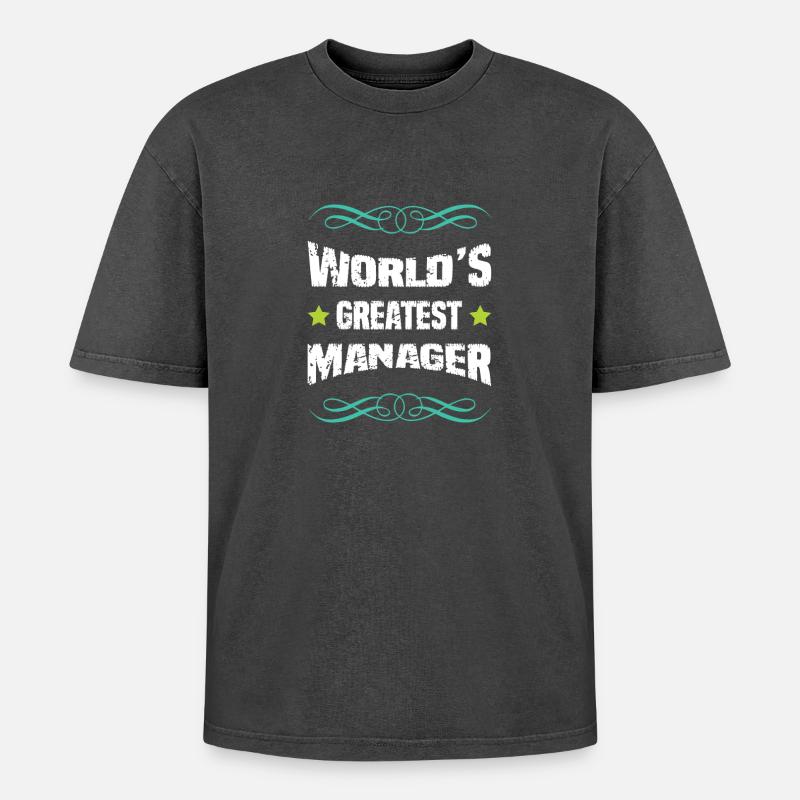 Weltbester Manager - Oversized Unisex Premium Acid-Washed T-Shirt - Schwarz Acid Wash