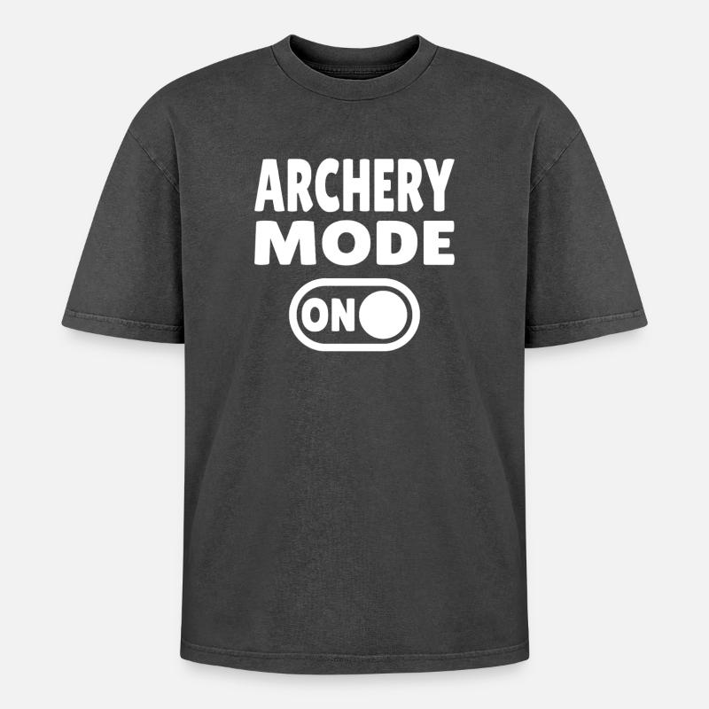 Archery Mode ON  - Oversized Unisex Premium Acid-Washed T-Shirt - Schwarz Acid Wash