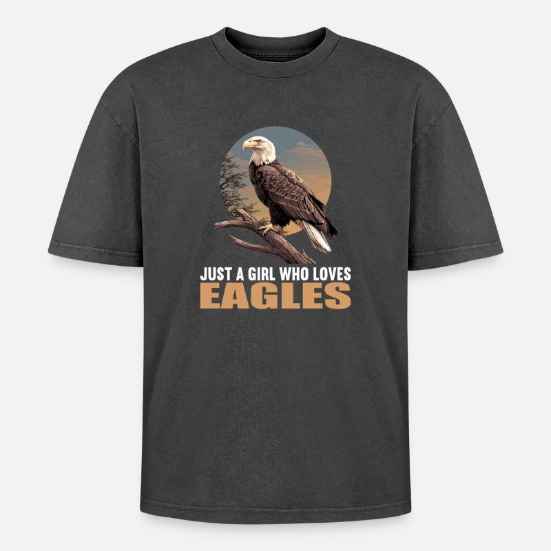 Eagle - Oversized Unisex Premium Acid-Washed T-Shirt - acid washed black