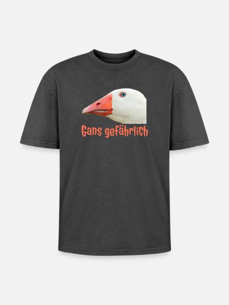Ganz Gefährlich Gänsekopf - Oversized Unisex Premium Acid-Washed T-Shirt - acid washed black