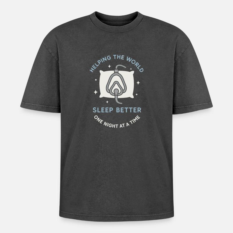 Schlaftechnologe Polysomnographic Tech Rpsgt - Oversized Unisex Premium Acid-Washed T-Shirt - Schwarz Acid Wash