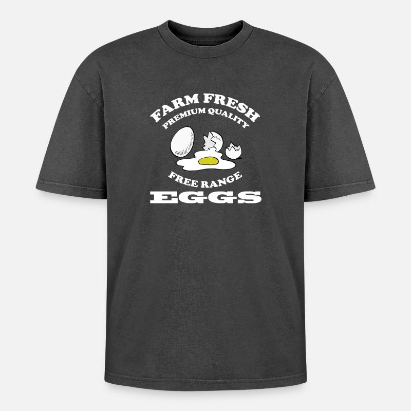 EGGS - Oversized Unisex Premium Acid-Washed T-Shirt - Schwarz Acid Wash