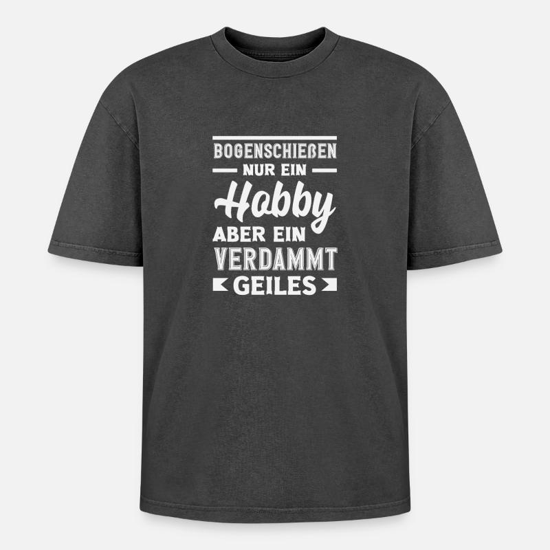 Ich gehe Bogenschießen - Oversized Unisex Premium Acid-Washed T-Shirt - Schwarz Acid Wash