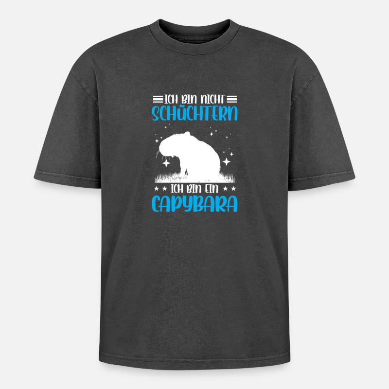 Capybara pas timide capybara - T-shirt Premium unisexe oversize acid-washed - noir délavé acide