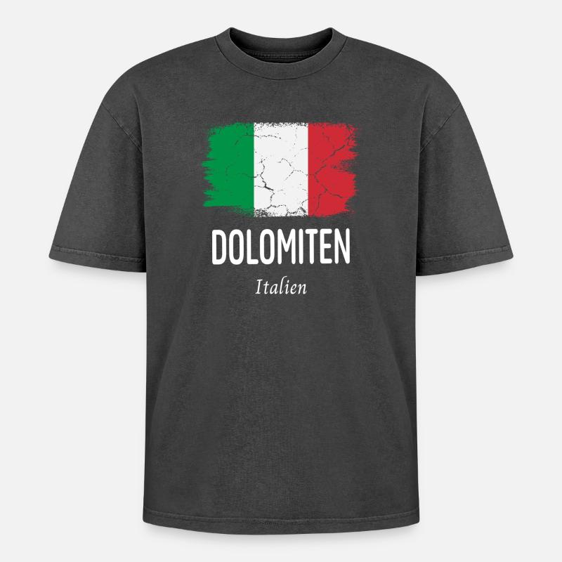 Dolomiten - Oversized Unisex Premium Acid-Washed T-Shirt - Schwarz Acid Wash