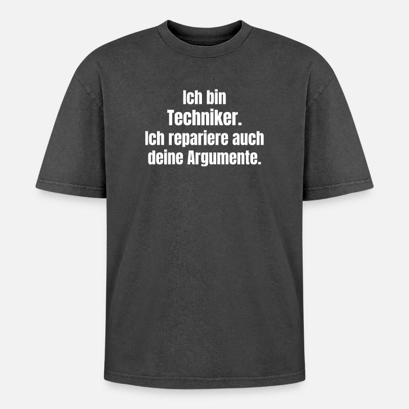 Je suis technicien : Réparer les arguments - T-shirt Premium unisexe oversize acid-washed - noir délavé acide