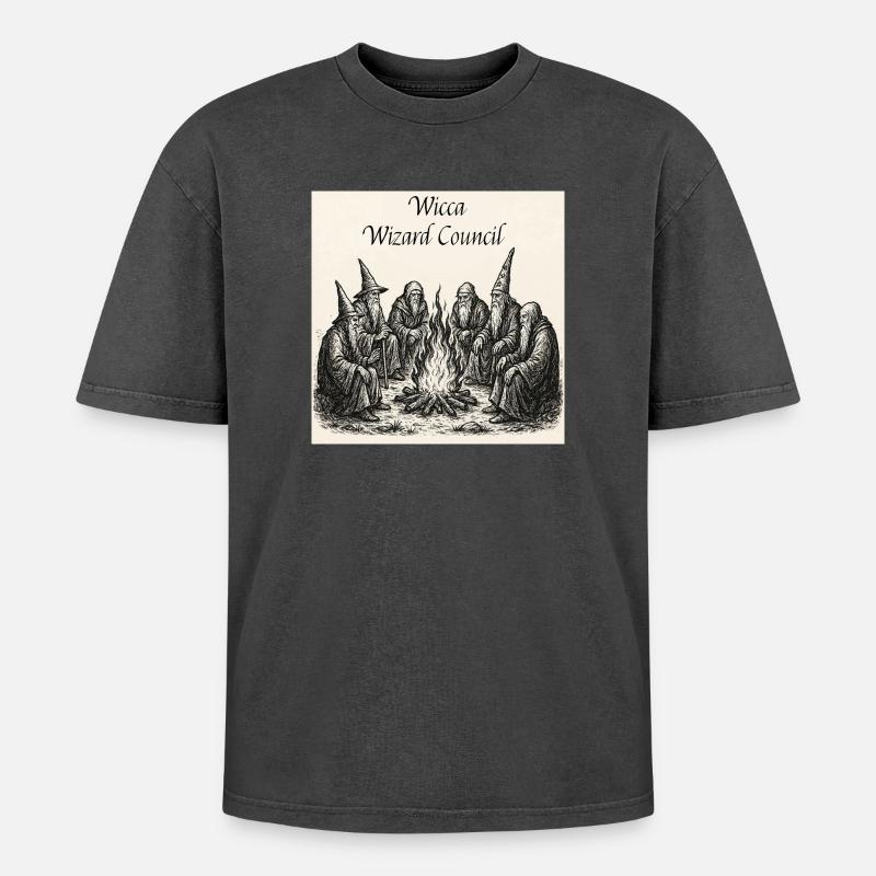 Wicca Wizard Rat - Oversized Unisex Premium Acid-Washed T-Shirt - Schwarz Acid Wash