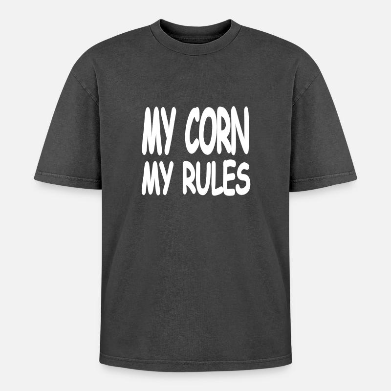 Corn - Oversized Unisex Premium Acid-Washed T-Shirt - acid washed black