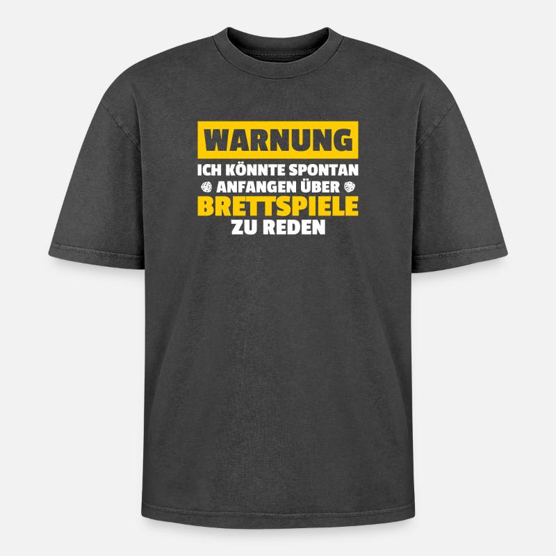 Warning: Board game, board game - Oversized Unisex Premium Acid-Washed T-Shirt - acid washed black