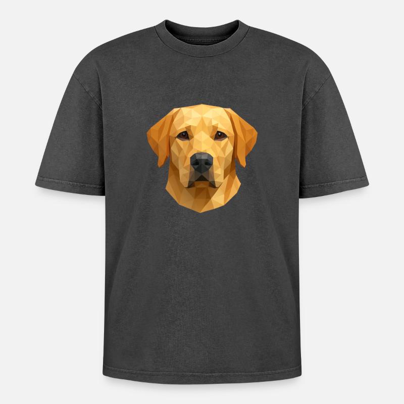 Polygon Labrador Retriever Geschenk - Oversized Unisex Premium Acid-Washed T-Shirt - Schwarz Acid Wash