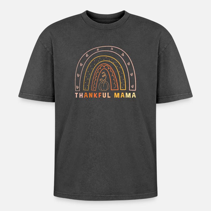 Thanksgiving Mama Mutter Oma Großmutter - Oversized Unisex Premium Acid-Washed T-Shirt - Schwarz Acid Wash