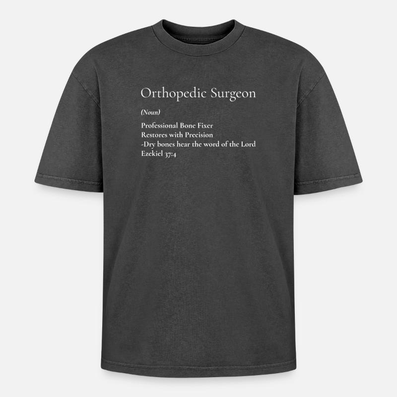 Orthopedic Surgeon Bone Fixer Tee - Oversized Unisex Premium Acid-Washed T-Shirt - acid washed black