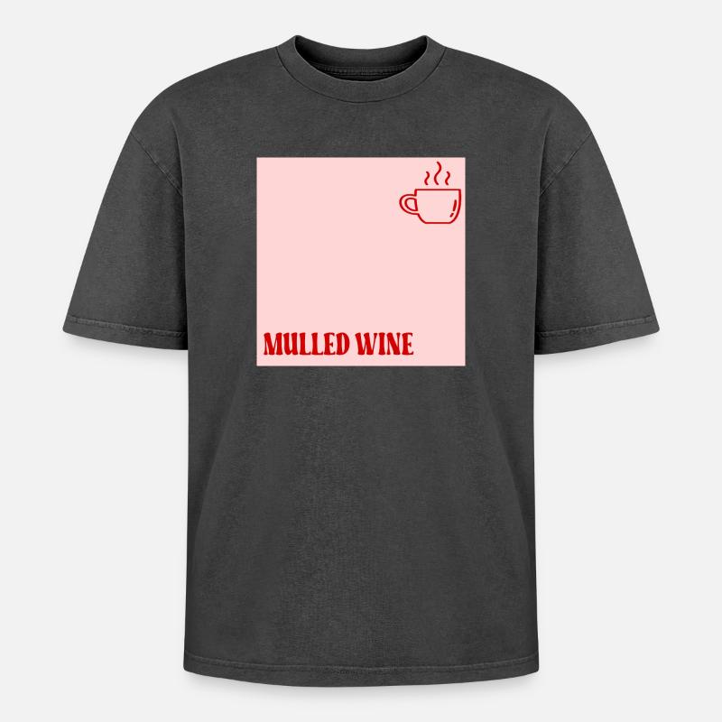 MULLED WINE MUG - Oversized Unisex Premium Acid-Washed T-Shirt - acid washed black