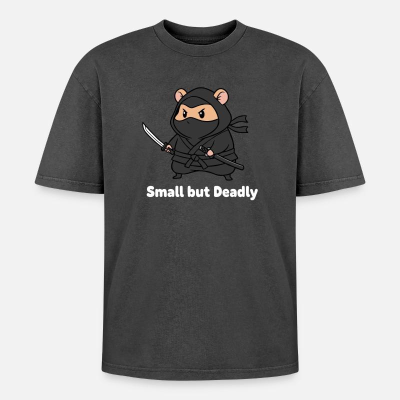 Petit ninja avec épée - T-shirt Premium unisexe oversize acid-washed - noir délavé acide