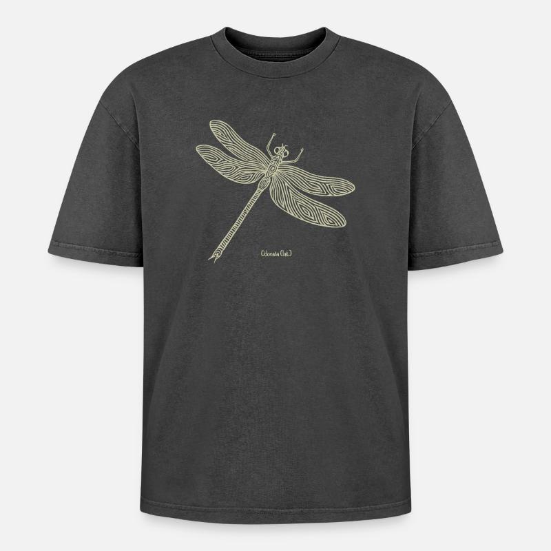 Libellule Odonate - T-shirt Premium unisexe oversize acid-washed - noir délavé acide