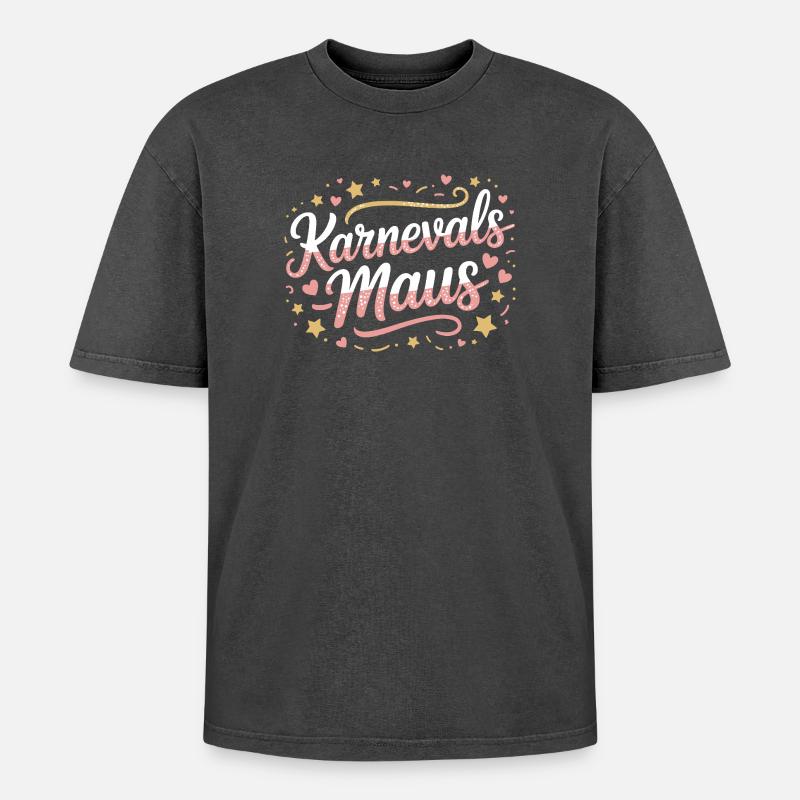 Karnevalsmaus Karneval Köln Kölner Karnevals Maus - Oversized Unisex Premium Acid-Washed T-Shirt - Schwarz Acid Wash
