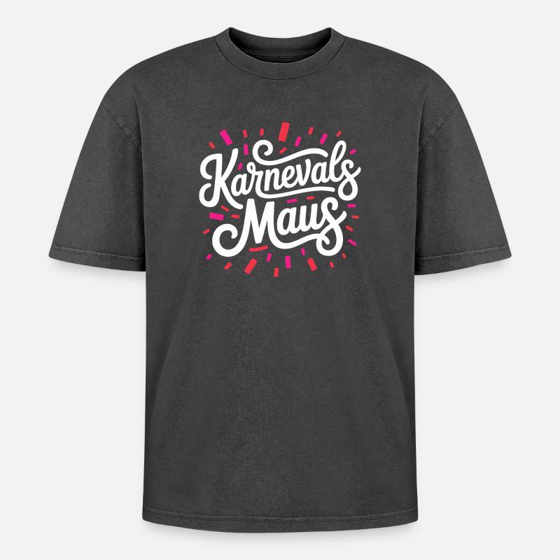Karnevalsmaus Karneval Köln Kölner Karnevals Maus - Oversized Unisex Premium Acid-Washed T-Shirt - Schwarz Acid Wash