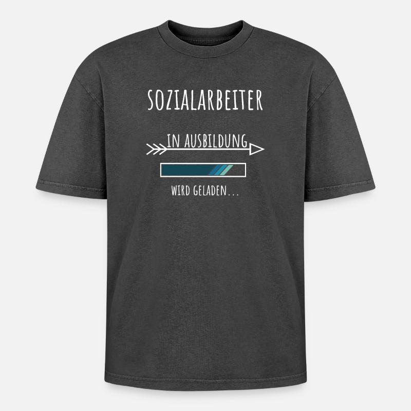 Soziale Arbeit Studium Beruf Sozialarbeiter - Oversized Unisex Premium Acid-Washed T-Shirt - Schwarz Acid Wash