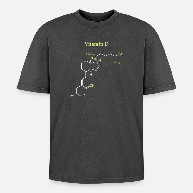 Vitamin D Structure - Oversized Unisex Premium Acid-Washed T-Shirt - acid washed black