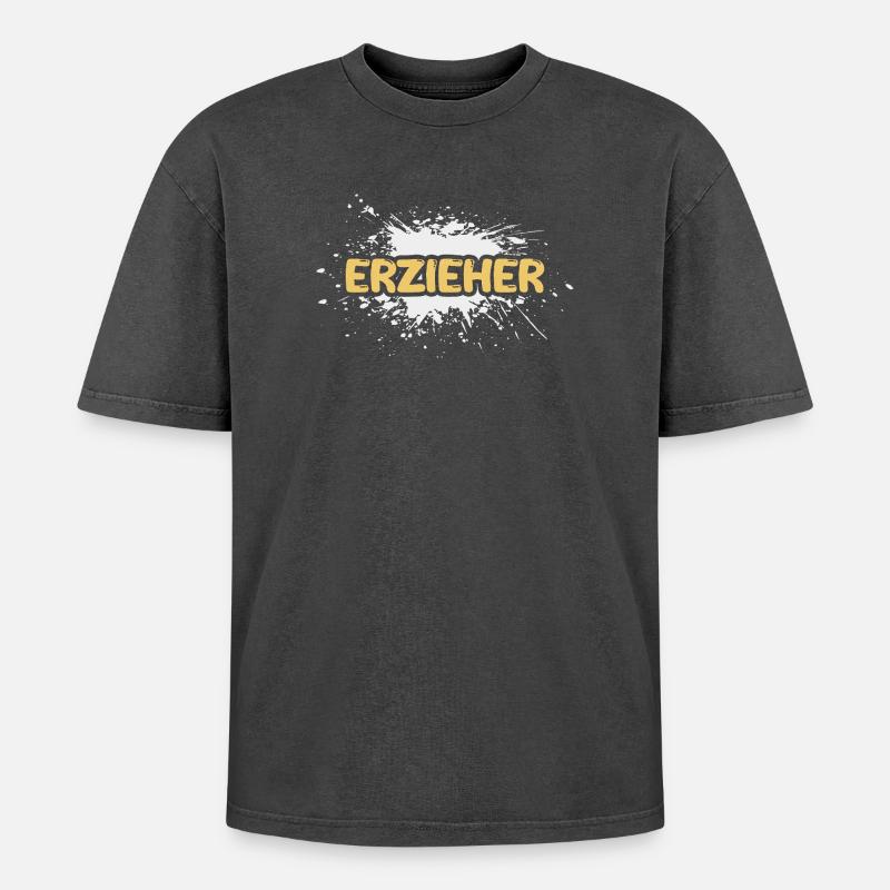 Job Educator - Oversized Unisex Premium Acid-Washed T-Shirt - acid washed black