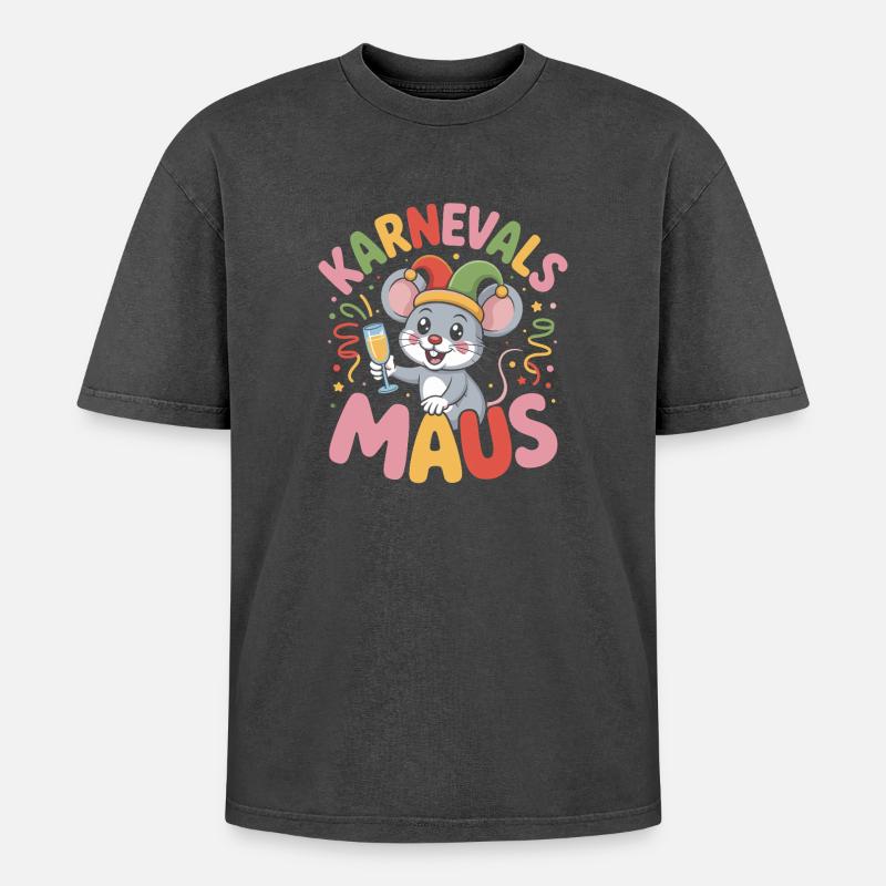 Carnival Mouse Cologne Carnival Mouse - Oversized Unisex Premium Acid-Washed T-Shirt - acid washed black