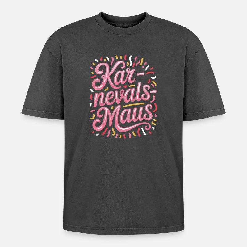 Karnevalsmaus Karneval Köln Kölner Karnevals Maus - Oversized Unisex Premium Acid-Washed T-Shirt - Schwarz Acid Wash