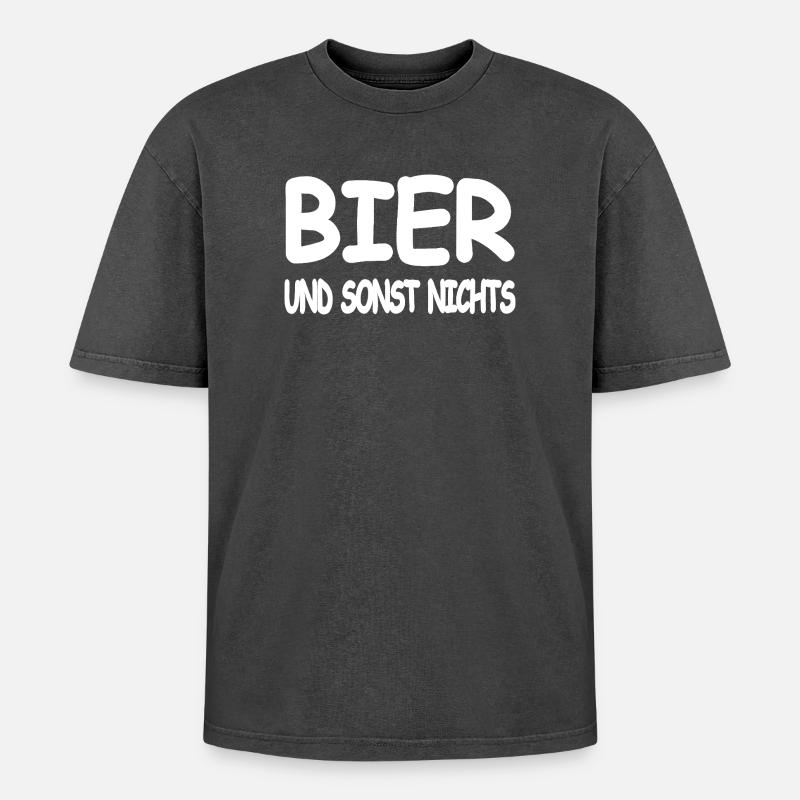 Beer - Oversized Unisex Premium Acid-Washed T-Shirt - acid washed black