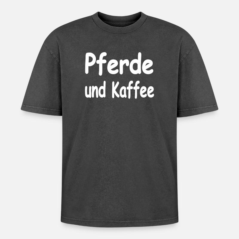Pferde - Oversized Unisex Premium Acid-Washed T-Shirt - Schwarz Acid Wash