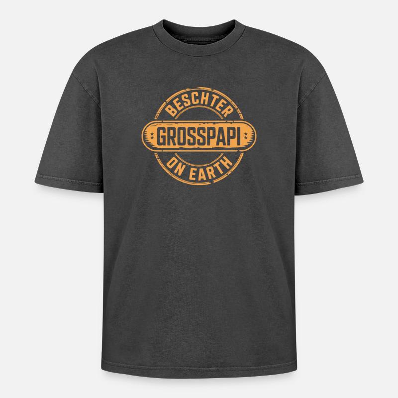 Beschter Grosspapi Schweizer Mundart - Oversized Unisex Premium Acid-Washed T-Shirt - Schwarz Acid Wash