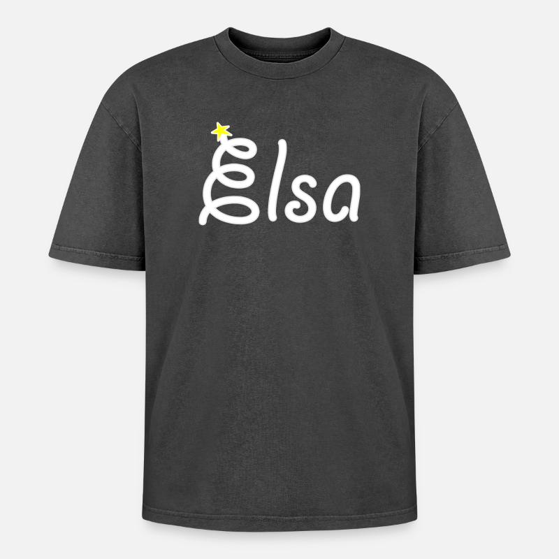 Elsa - Oversized Unisex Premium Acid-Washed T-Shirt - Schwarz Acid Wash