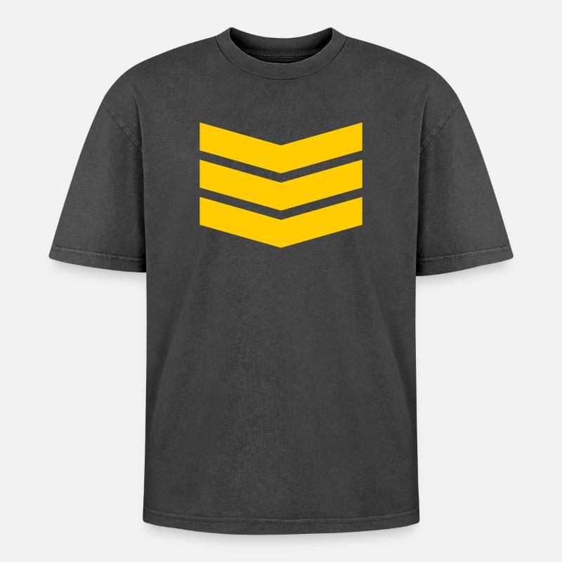 Chevron Stack Bold Pattern - Oversized Unisex Premium Acid-Washed T-Shirt - acid washed black