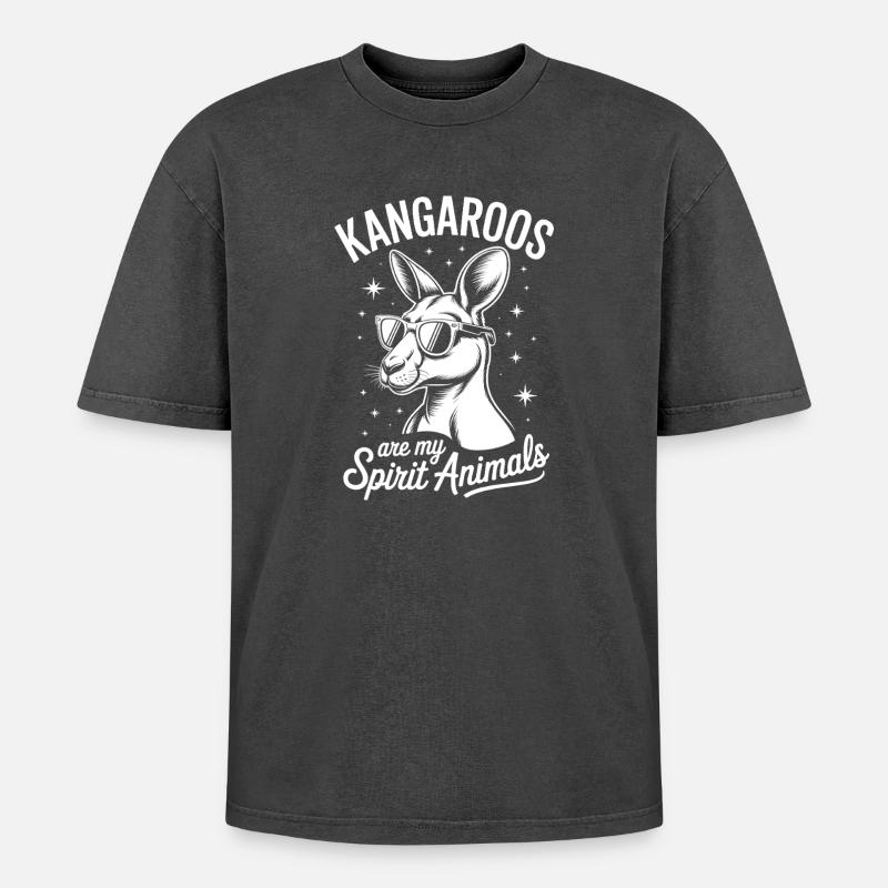 Kangaroo Spruch Kangaroos Lustige Kangaroo Geschen - Oversized Unisex Premium Acid-Washed T-Shirt - Schwarz Acid Wash