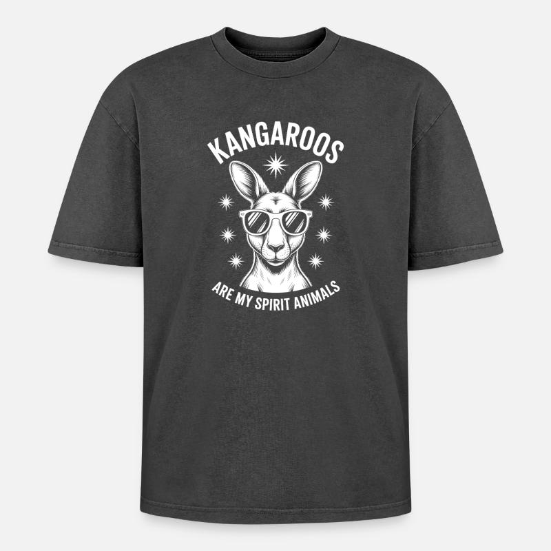 Kangaroo Spruch Kangaroo Lustige Kangaroo Geschenk - Oversized Unisex Premium Acid-Washed T-Shirt - Schwarz Acid Wash