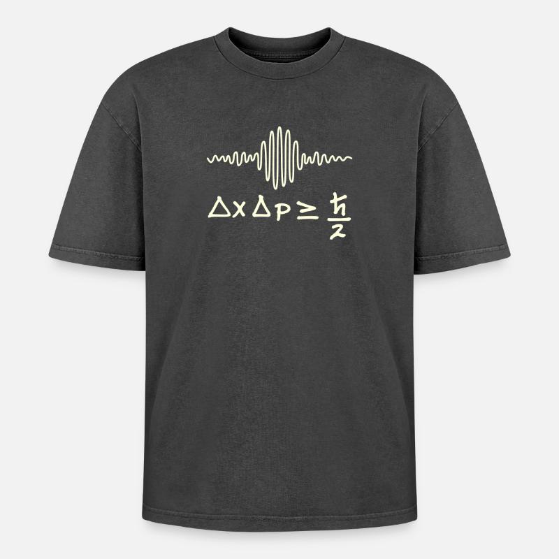 Quantum waves and uncertainty - Oversized Unisex Premium Acid-Washed T-Shirt - acid washed black