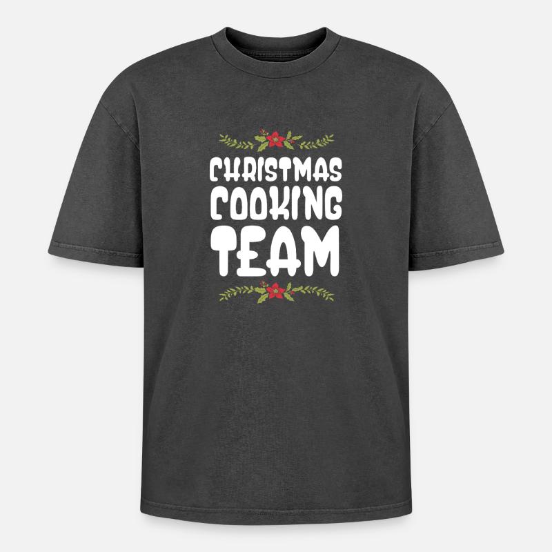 Weihnachts Kochen Backen Team - Oversized Unisex Premium Acid-Washed T-Shirt - Schwarz Acid Wash
