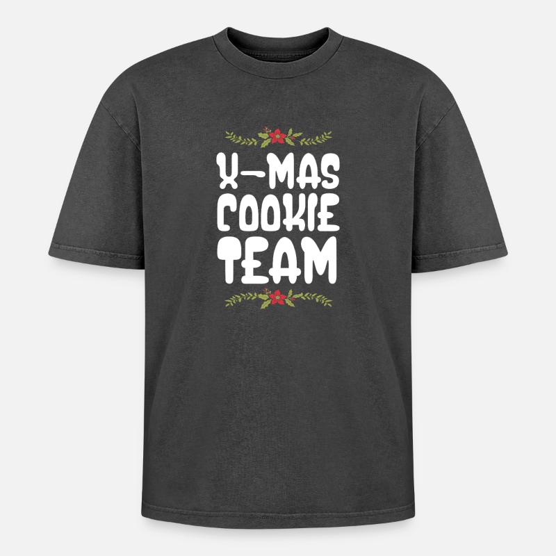 L’équipe des biscuits de Noël - T-shirt Premium unisexe oversize acid-washed - noir délavé acide