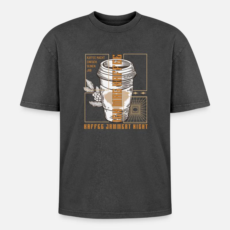 Coffee just does its job retro - Oversized Unisex Premium Acid-Washed T-Shirt - acid washed black