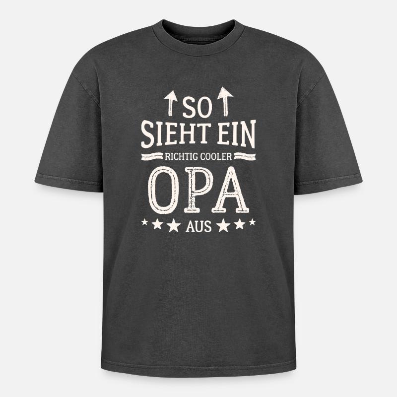 So sieht ein cooler Opa aus Bester Großvater  - Oversized Unisex Premium Acid-Washed T-Shirt - Schwarz Acid Wash