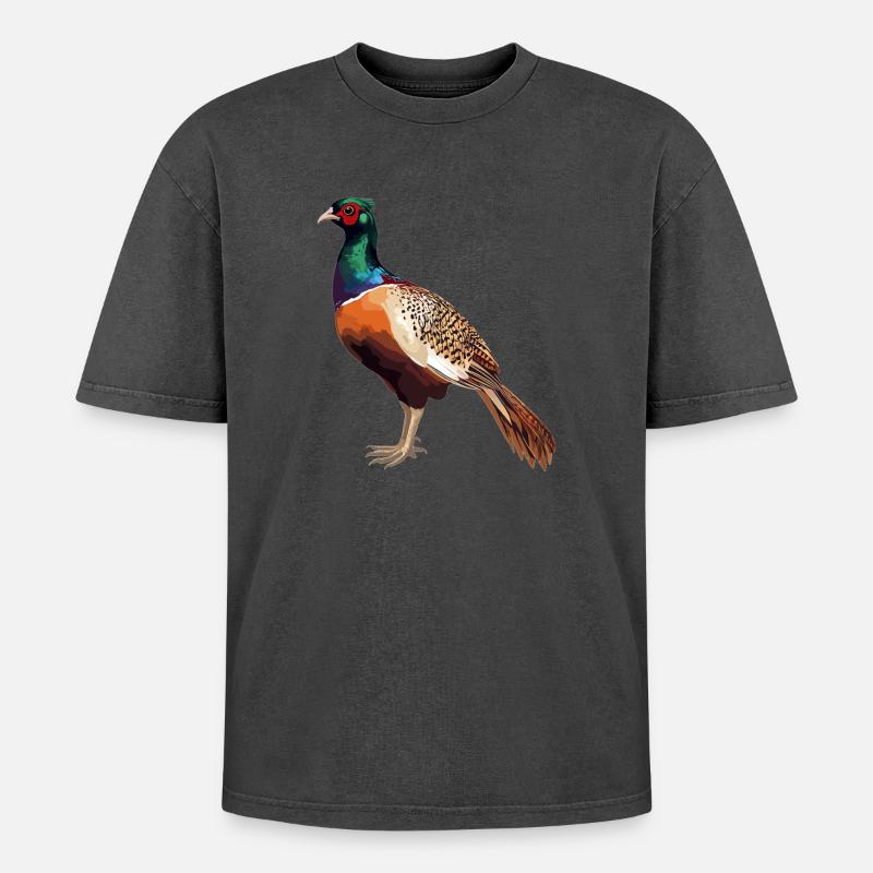 Pheasants Pheasant - Oversized Unisex Premium Acid-Washed T-Shirt - acid washed black