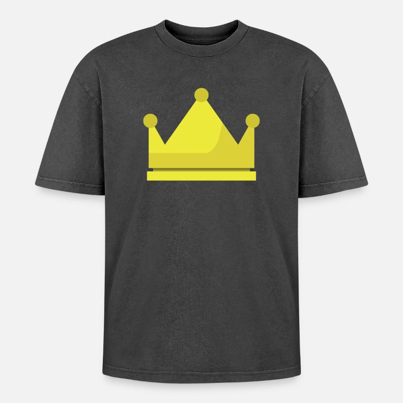 Crown - Oversized Unisex Premium Acid-Washed T-Shirt - acid washed black