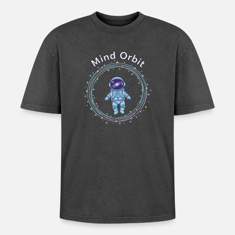 Astronaut in thought orbit - Oversized Unisex Premium Acid-Washed T-Shirt - acid washed black