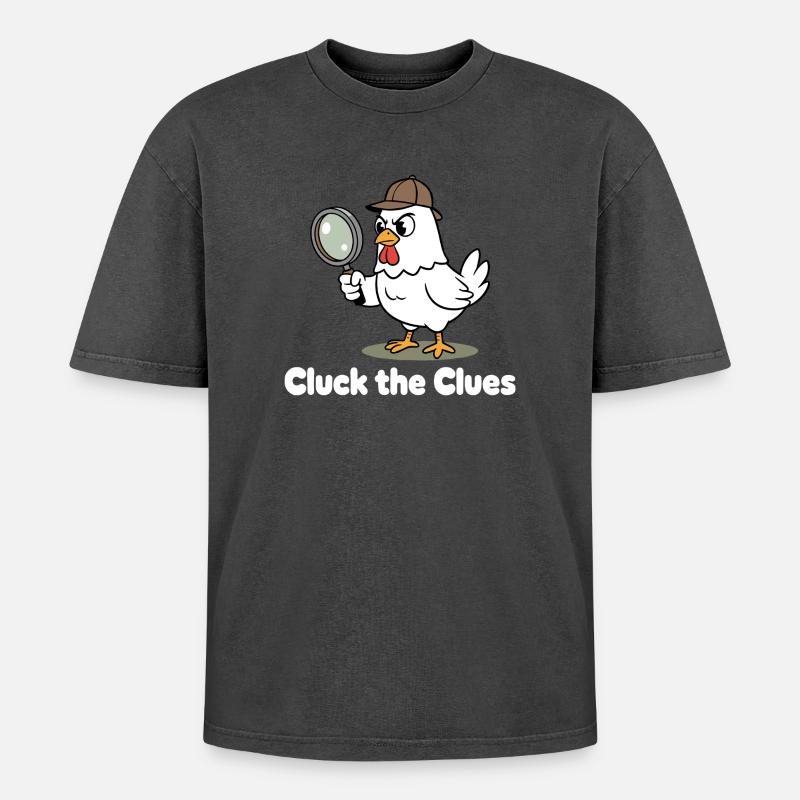 Cluck the Sleuth - Oversized Unisex Premium Acid-Washed T-Shirt - acid washed black