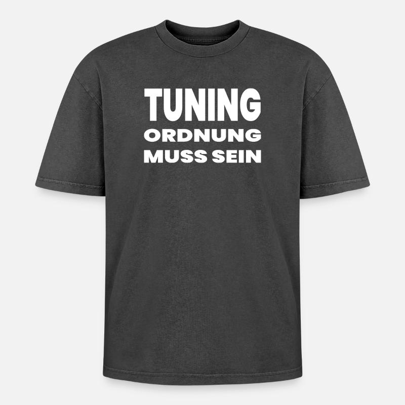 Tuning - Oversized Unisex Premium Acid-Washed T-Shirt - Schwarz Acid Wash